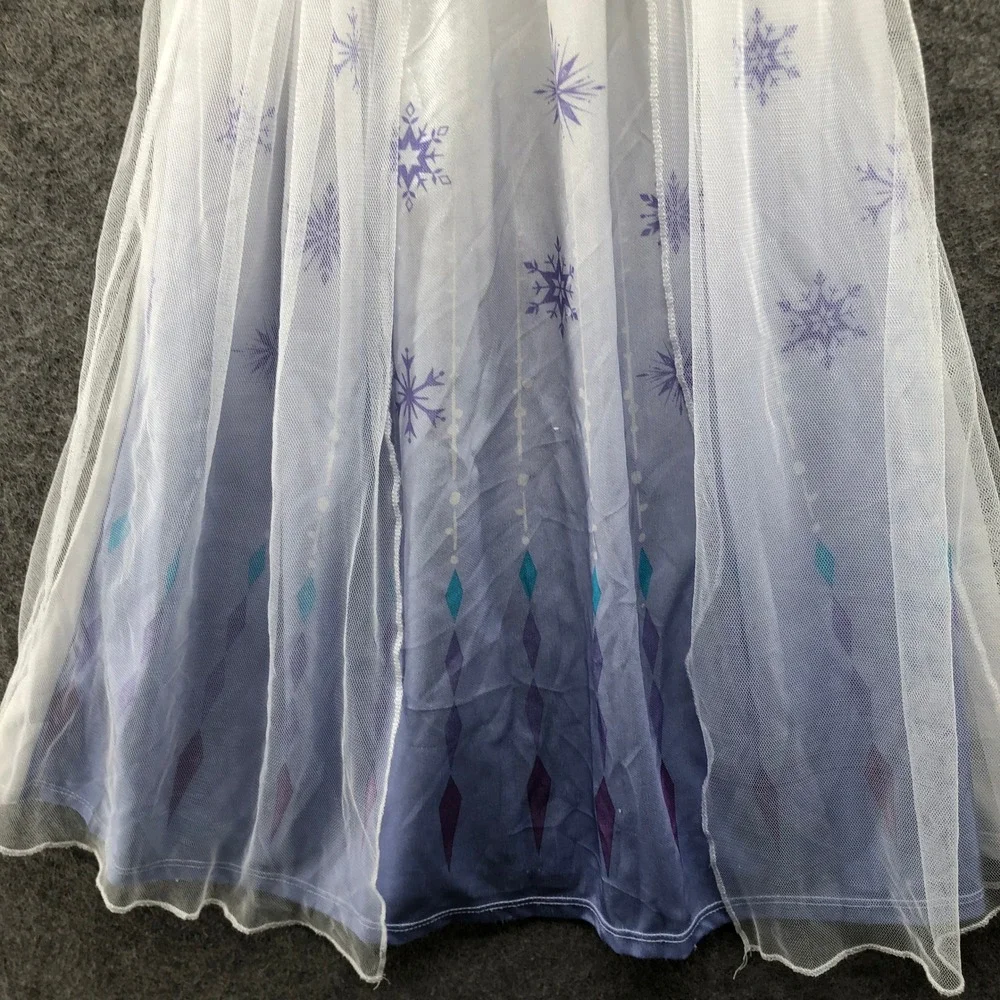 Disney Frozen Elsa Nightgown Dress Girls 3T Blue White Polyester Mesh Overlay